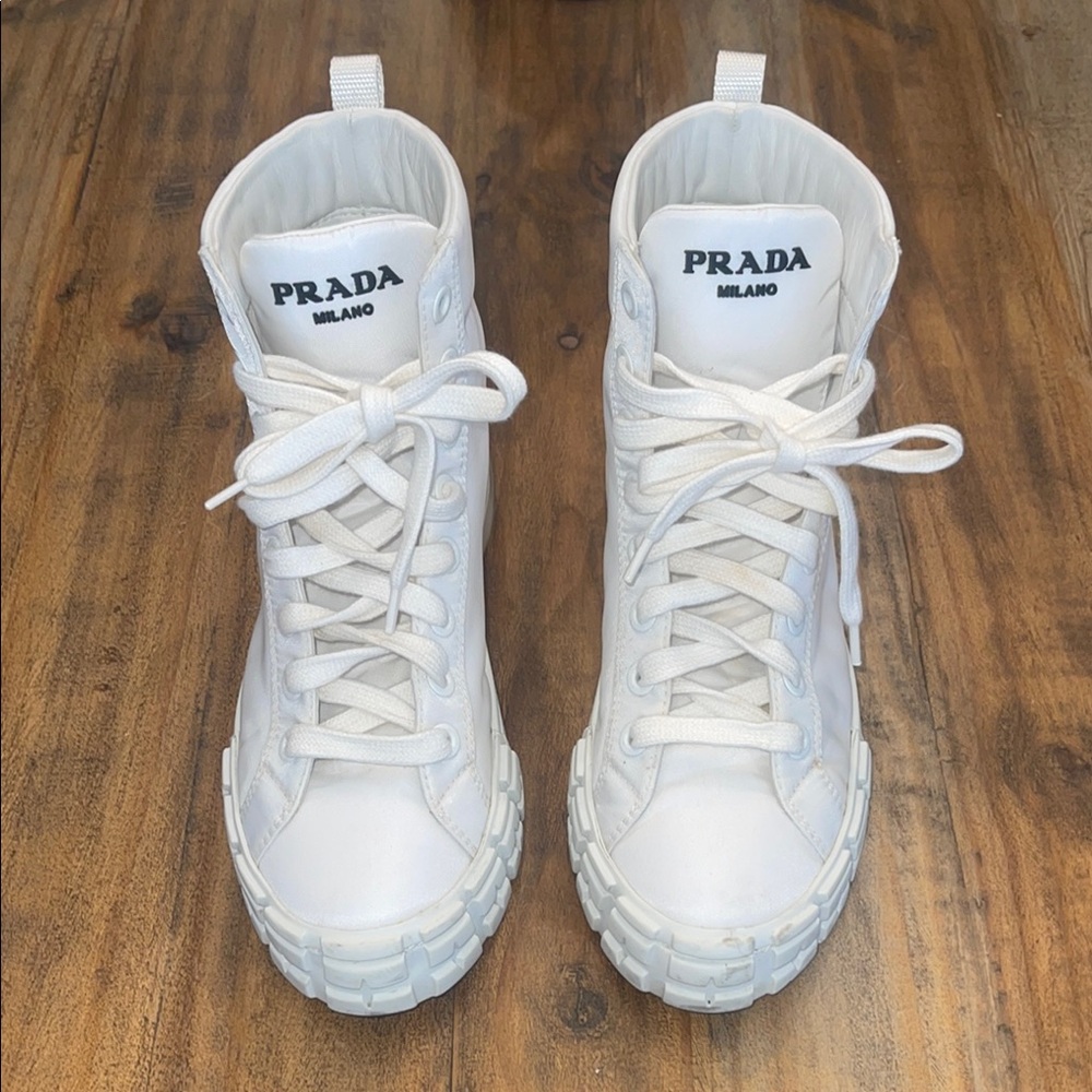 PRADA White High-Top Re-Nylon Sneakers